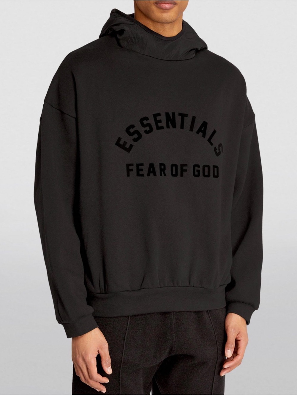 FEAR OF GOD ESSENTIALS SPRING NYLON FLEECE HOODIE| Jet Black| NWT